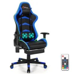 Costway Massage LED Gaming Chair Reclining Racing Chair W/Lumbar Support&Footrest RedBlue -Furniture Sale Store GUEST 105982c2 68b2 42b2 97d8 f16c010d5689