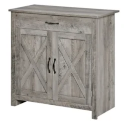 HOMCOM 32" Farmhouse Barn Door Style Sideboard, Buffet Cabinet, Coffee Bar For Kitchen, Living Room Or Entryway, Gray Wash -Furniture Sale Store GUEST 10743f11 2829 4b74 8dac 4c720593237b