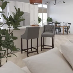 Merrick Lane Upholstered Barstool 30" High Transitional Tufted Barstool With Accent Nail Trim 26 Merrick Lane Upholstered Barstool 30" High Transitional Tufted Barstool With Accent Nail Trim -Furniture Sale Store GUEST 107c8ee3 6836 4a6d a983 008c257f394e