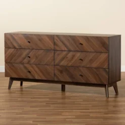 Hartman Wood 6 Drawer Dresser Walnut Brown - Baxton Studio -Furniture Sale Store GUEST 1088883d 7b01 460f 8f79 995e7baeadc5