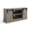 Lavish Home 65-inch TV Stand With Media Console Shelves, Cable Management, And Sliding X-Style Barn Doors, Gray Woodgrain