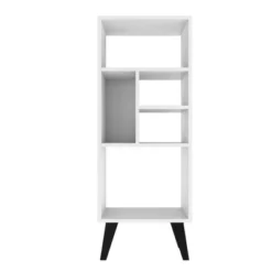 42.32" Mid-High Warren Bookshelf White/Black - Manhattan Comfort -Furniture Sale Store GUEST 11659c81 6c1a 4f2b 9705 c0f16767ff93