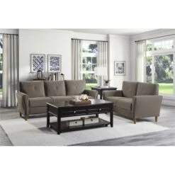 Dunleith Modern Contemporary Velvet Tufted Loveseat In Brown And Walnut - Lexicon -Furniture Sale Store GUEST 1215c4de d1a8 4b99 90a3 0236f2014d2c