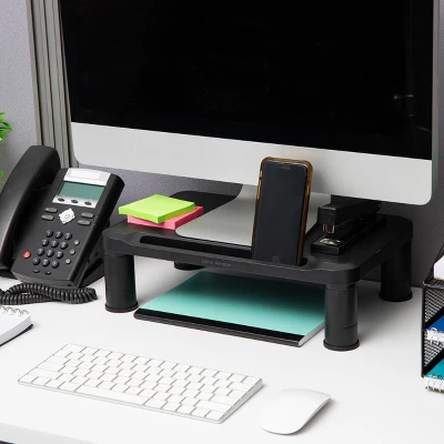 Mind Reader 2pk Small Plastic Monitor Stands Black 5 Mind Reader 2pk Small Plastic Monitor Stands Black - Image 5