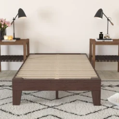 Merrick Lane Eduardo Platform Bed Frame, Solid Wood Platform Bed Frame With Slatted Support, No Box Spring Needed -Furniture Sale Store GUEST 12e9ec6a 85c7 462e a400 e4327114527a