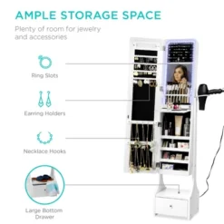 Best Choice Products Full Length LED Mirrored Jewelry Storage Organizer Cabinet W/ Interior & Exterior Lights -Furniture Sale Store GUEST 136a5590 d7e0 4866 8302 4b853bf6b2cd