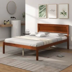Costway Full/Queen/Twin Size Wooden Platform Bed Frame With Headboard Mattress Foundation Walnut -Furniture Sale Store GUEST 13e931ca 8284 499d a9a0 564a1ab70d5f
