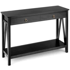 Costway Console Table Storage Shelf Modern Sofa Table W/ Drawer Entryway Hallway BlackCherry -Furniture Sale Store GUEST 153f37b4 2837 4e0e 8648 87dbd7fa2939