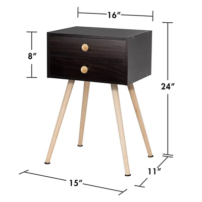 Costway Mid Century Modern 2 Drawers Nightstand Sofa Side Table End Table Espresso 3 Costway Mid Century Modern 2 Drawers Nightstand Sofa Side Table End Table Espresso - Image 3