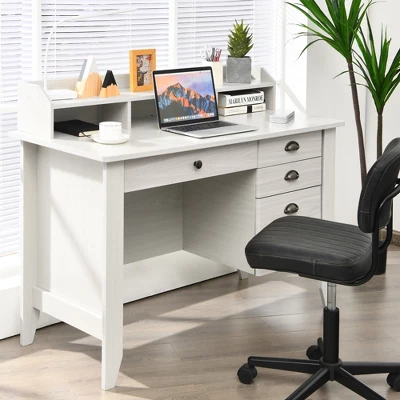 Costway Computer Desk PC Laptop Writing Table Workstation Student Study Furniture White 1 Costway Computer Desk PC Laptop Writing Table Workstation Student Study Furniture White