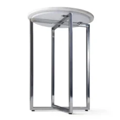 18" Farnell Contemporary Wide Metal Accent Side Table With Chrome Base White/Silver - WyndenHall 13 18" Farnell Contemporary Wide Metal Accent Side Table With Chrome Base White/Silver - WyndenHall -Furniture Sale Store GUEST 15e73a61 b44f 42f1 934f 2c50d239f8cb