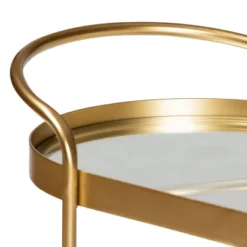 Kamal Glam Brushed Metal And Mirrored Glass 2 Tier Mobile Wine Bar Cart Gold - Baxton Studio -Furniture Sale Store GUEST 177e2668 9776 406c 9999 b2a2b27bbc60