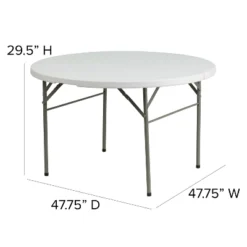 Emma And Oliver 4-Foot Round Bi-Fold Granite White Plastic Event Folding Table With Handle -Furniture Sale Store GUEST 188f440a 4a67 4071 8334 9b78c5c8eabb
