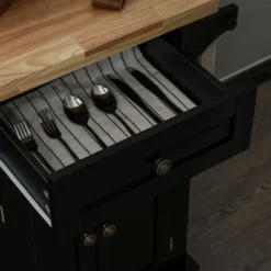 HOMCOM Kitchen Island On Wheels, Rolling Cart With Rubberwood Top, Spice Rack, Towel Rack And Drawers For Dining Room -Furniture Sale Store GUEST 1954c203 da00 451b 82ed 4ca5b1f318be