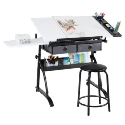Core Drawing Table And Stool Set Charcoal Black/White - Studio Designs -Furniture Sale Store GUEST 19669677 8f59 4c0d 8352 c68dff88710f
