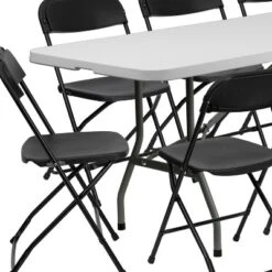 Emma And Oliver 8' Bi-Fold White Plastic Event/Training Folding Table Set W/ 10 Folding Chairs -Furniture Sale Store GUEST 19bd29ee d6c7 423a bf7b d89a27c4aaf8