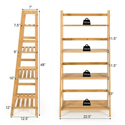 Costway 4-Tier Bookshelf Bamboo Ladder Shelf Bathroom Shelves Storage Plant Stand Rack 1 Costway 4-Tier Bookshelf Bamboo Ladder Shelf Bathroom Shelves Storage Plant Stand Rack