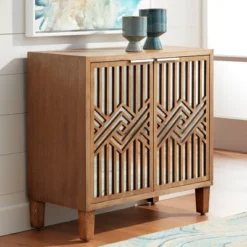 55 Downing Street Mason 33 3/4 Wide Oak Wood And Mirrored 2-Door Cabinet -Furniture Sale Store GUEST 1b5978df 85c0 4c48 93e5 3fb271738cf6