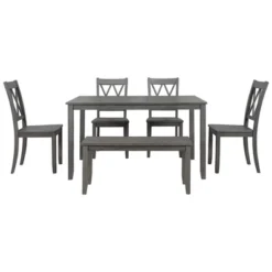 6-Piece Farmhouse Rustic Wooden Dining Table Set With 4 Cross Back Chairs And Bench - ModernLuxe -Furniture Sale Store GUEST 1b845443 498a 4b1b a4d3 35b066833268