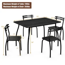 Costway 5 Piece Dining Set Table 30.0" And 4 Chairs Home Kitchen Room Breakfast Furniture Black -Furniture Sale Store GUEST 1d14ba0f 8244 4bd9 ab7e 5001ba2a2d58