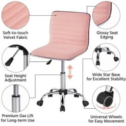 Yaheetech Velvet Low Back Armless Desk Chair Office Chair With Wheels -Furniture Sale Store GUEST 1d525fb1 35e7 4380 8bec bb2a2d4d26ec