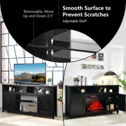 Costway 59'' TV Stand Media Center Console Cabinet W/ Barn Door For TV's 65'' NaturalBlackCoffee -Furniture Sale Store GUEST 1dcaeca3 0fa1 447c 9450 10c34b0915bb