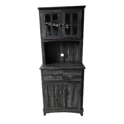 Home Source Microwave Stand With Top And Bottom Cabinets 3 Home Source Microwave Stand With Top And Bottom Cabinets - Image 3