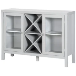 HOMCOM Modern Kitchen Sideboard, Buffet Table With Removable Wine Rack, Glass Door Cabinet And Shelves For Living Room, Kitchen, Entryway, Gray -Furniture Sale Store GUEST 1e6c136e 2bc2 4a88 b3b7 28e2b9f7d307