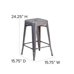Emma And Oliver 4 Pack 24"H Backless Clear Coated Metal Indoor Counter Height Stool W/ Square Seat -Furniture Sale Store GUEST 1ec87b2e 5373 49c7 929b 3109da039400