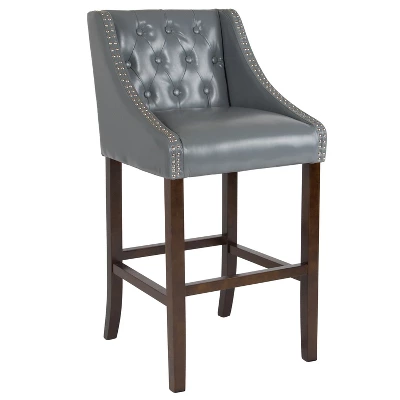 Merrick Lane Upholstered Barstool 30" High Transitional Tufted Barstool With Accent Nail Trim 17 Merrick Lane Upholstered Barstool 30" High Transitional Tufted Barstool With Accent Nail Trim - Image 17