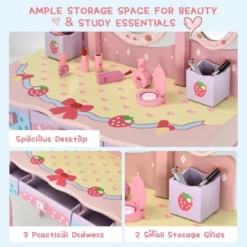 Costway Kids Vanity Princess Makeup Dressing Table Chair Set W/ Tri-fold Mirror Pink -Furniture Sale Store GUEST 20162d4d cb59 4286 9caf 853a5e7a77a4