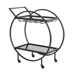 Contemporary Metal Round Bar Cart - Olivia & May