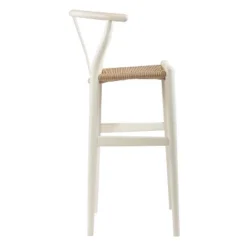 Mid-Century Modern Wishbone Barstool Wood White - Baxton Studio