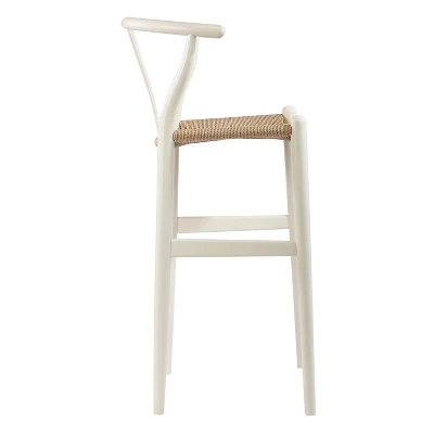 Mid-Century Modern Wishbone Barstool Wood White - Baxton Studio 1 Mid-Century Modern Wishbone Barstool Wood White - Baxton Studio