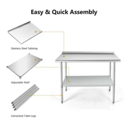 Costway Stainless Steel Table For Prep & Work W/ Backsplash -Furniture Sale Store GUEST 20fd9c1f 737b 4115 93d1 eb8de0070ddf