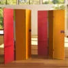 6" Double Sided Vermilion Canvas Room Divider Orange - Oriental Furniture