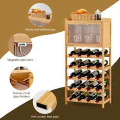 Costway 20-Bottle Bamboo Wine Rack Cabinet Freestanding Display Shelf W/ Glass Hanger 16 Costway 20-Bottle Bamboo Wine Rack Cabinet Freestanding Display Shelf W/ Glass Hanger -Furniture Sale Store GUEST 215e70cf 6f02 4519 8940 b9d803b1c43c
