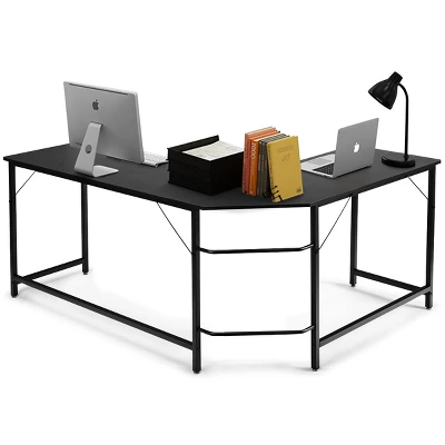 Tangkula L-shaped Computer Desk Corner Office Laptop Game Table Black/Natural 7 Tangkula L-shaped Computer Desk Corner Office Laptop Game Table Black/Natural - Image 7