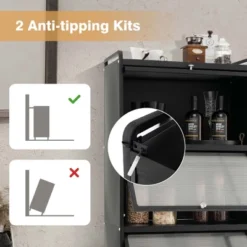 Costway 5-Tier Kitchen Baker's Rack Storage Cabinet Mobile Microwave Stand Flip-up Doors -Furniture Sale Store GUEST 23282a11 380d 485c 8584 b76d1dd2b40a