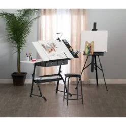 Core Drawing Table And Stool Set Charcoal Black/White - Studio Designs -Furniture Sale Store GUEST 2380b8ce 2b6b 4e21 884d b85c3e3763dc