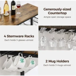 Yaheetech Home Bar Industrial Wine Rack Table With Glass Holder, Wine Bar Cabinet, Rustic Brown -Furniture Sale Store GUEST 239cd0f3 3ae8 4a28 bd46 1dde90cca53a
