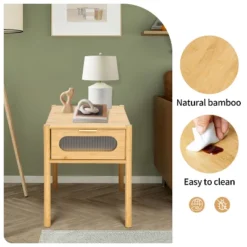 Aash 1-Drawer Environmentally Friendly Pale Yellow Finish Accent Nightstand With Storage- The Pop Home