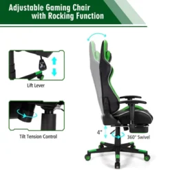 Costway Massage LED Gaming Chair Reclining Racing Chair W/Lumbar Support&Footrest RedBlue -Furniture Sale Store GUEST 2448e821 bf31 4847 a3f9 4dd831dfc9fb