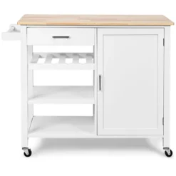 Costway 4-Tier Wood Kitchen Island Trolley Cart Storage Cabinet W/ Wine Rack White -Furniture Sale Store GUEST 24888bd5 0f0f 4770 b381 e0ef8cfc8026