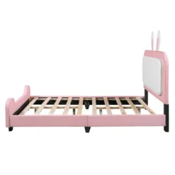 Full/Twin Size Upholstered Rabbit-Shape Princess Platform Bed, White+Pink-ModernLuxe -Furniture Sale Store GUEST 25553d38 76bc 4491 9d7a d174549efe44