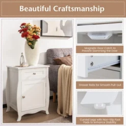Costway 2PCS Nightstand With Drawer Cabinet Curved Legs Sofa Side End Accent Table White 15 Costway 2PCS Nightstand With Drawer Cabinet Curved Legs Sofa Side End Accent Table White -Furniture Sale Store GUEST 2573ab24 89f1 4fad 8667 9b22157c58db