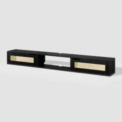 Modern Boho Floating TV Stand For TVs Up To 80" With Rattan Doors Black - Saracina Home -Furniture Sale Store GUEST 25e22e1c 537a 4cda 8fdb bbe115b307cb
