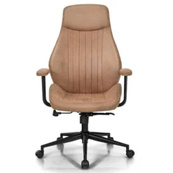 Costway High Back Office Chair Reclining Task Chair Suede Fabric BrownRed -Furniture Sale Store GUEST 260770b3 b40d 4d8b 898d 019fd676eae8