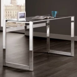 Hartford Minimal Glass Top Writing Desk Chrome - Coaster