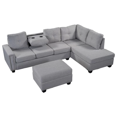 108" Reversible L-Shape Sectional Sofa Couch With Storage Ottoman-ModernLuxe 6 108" Reversible L-Shape Sectional Sofa Couch With Storage Ottoman-ModernLuxe - Image 6